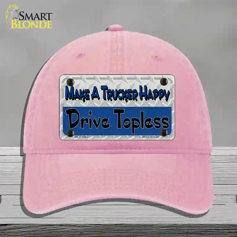 Make A Mesh Happy Novelty License Plate Hat Unconstructed Cotton / Pink