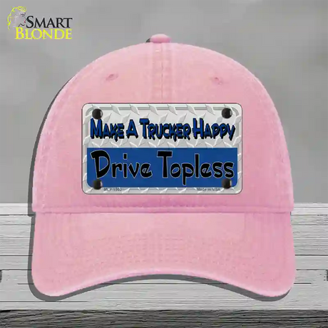 Make A Mesh Happy Novelty License Plate Hat Unconstructed Cotton / Pink