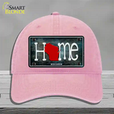 Wisconsin Home State Outline Novelty License Plate Hat Unconstructed Cotton / Pink