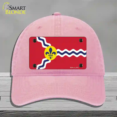 St. Louis State Flag Missouri Novelty License Plate Hat Unconstructed Cotton / Pink