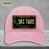 Ski Taos Black New Mexico Novelty License Plate Hat Unconstructed Cotton / Pink