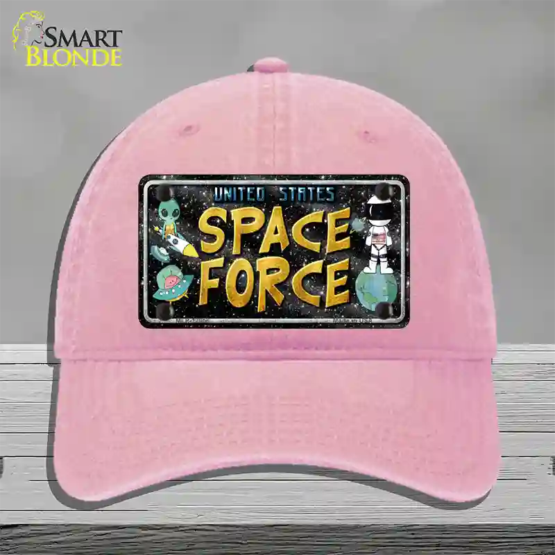 Space Force Novelty License Plate Hat Unconstructed Cotton / Pink