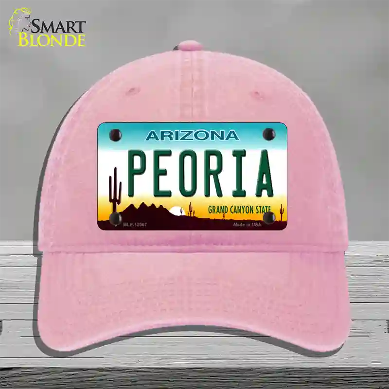 Peoria Arizona Novelty License Plate Hat Unconstructed Cotton / Pink