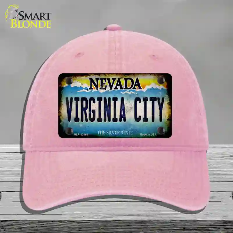 Nevada Virginia City Novelty License Plate Hat Unconstructed Cotton / Pink