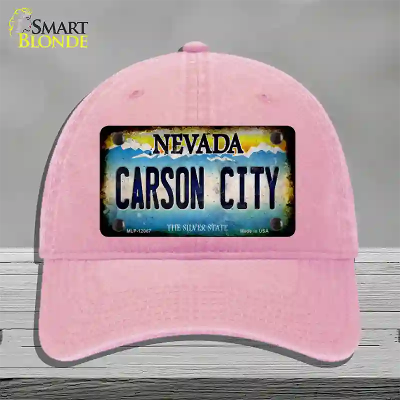 Nevada Carson City Novelty License Plate Hat Unconstructed Cotton / Pink