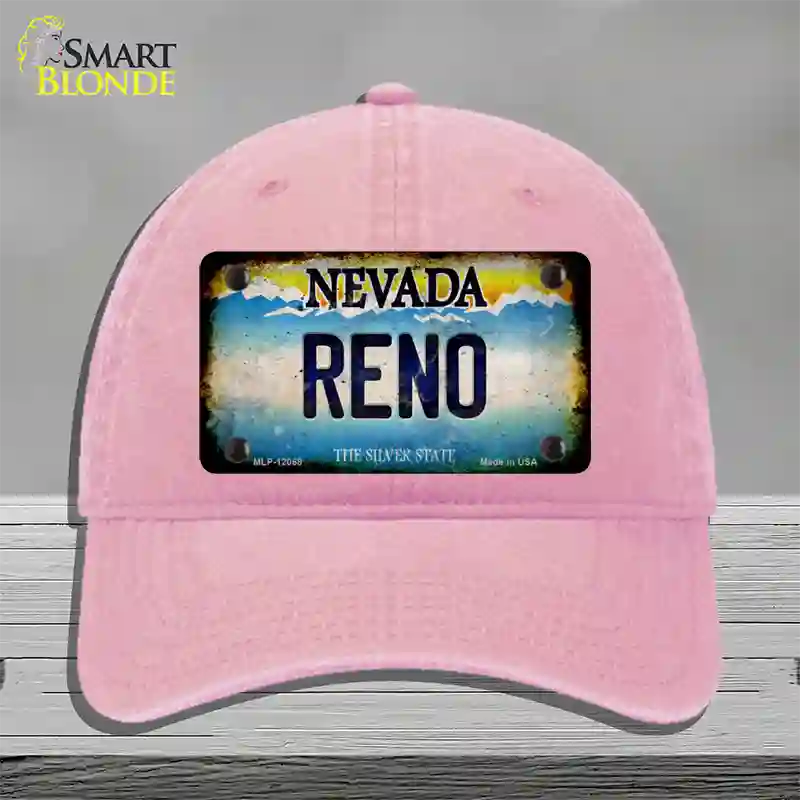 Nevada Reno Novelty License Plate Hat Unconstructed Cotton / Pink