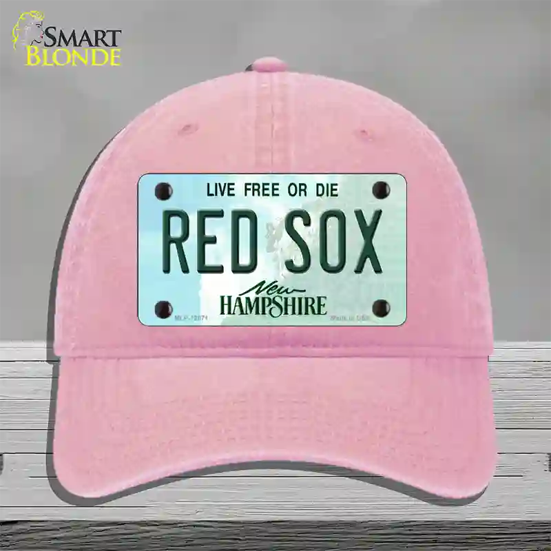 Red Sox New Hampshire State Novelty License Plate Hat Unconstructed Cotton / Pink