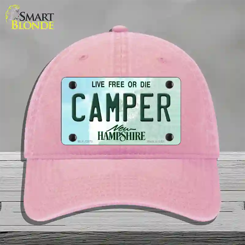 Camper New Hampshire State Novelty License Plate Hat Unconstructed Cotton / Pink