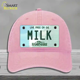 Milk New Hampshire State Novelty License Plate Hat Unconstructed Cotton / Pink