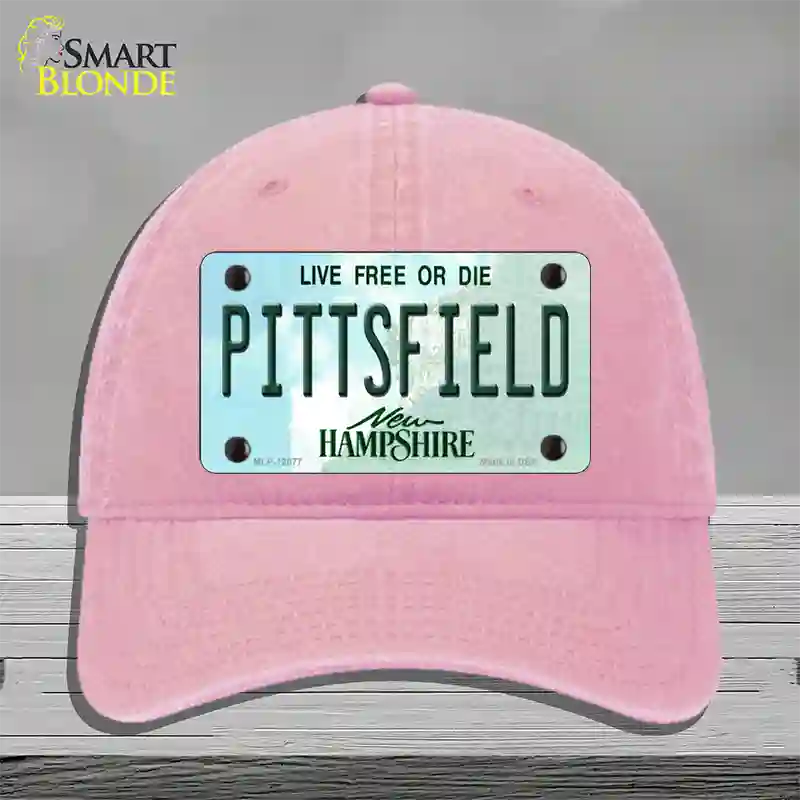 Pittsfield New Hampshire State Novelty License Plate Hat Unconstructed Cotton / Pink