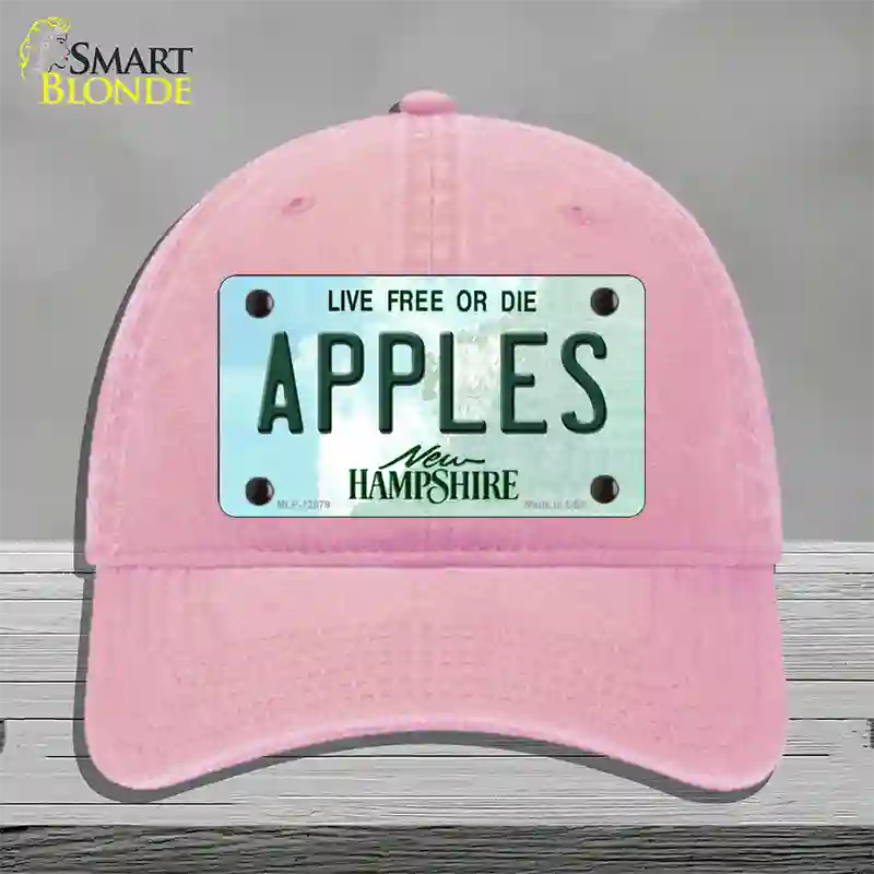 Apples New Hampshire State Novelty License Plate Hat Unconstructed Cotton / Pink