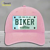 Biker New Hampshire State Novelty License Plate Hat Unconstructed Cotton / Pink