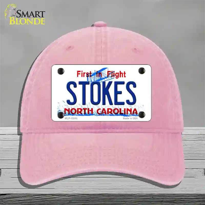 Stokes North Carolina State Novelty License Plate Hat Unconstructed Cotton / Pink