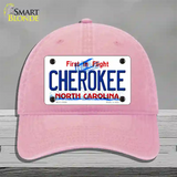 Cherokee North Carolina State Novelty License Plate Hat Unconstructed Cotton / Pink