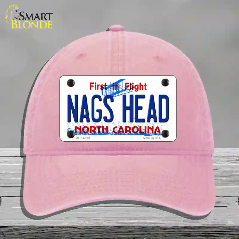 Nags Head North Carolina State Novelty License Plate Hat Unconstructed Cotton / Pink