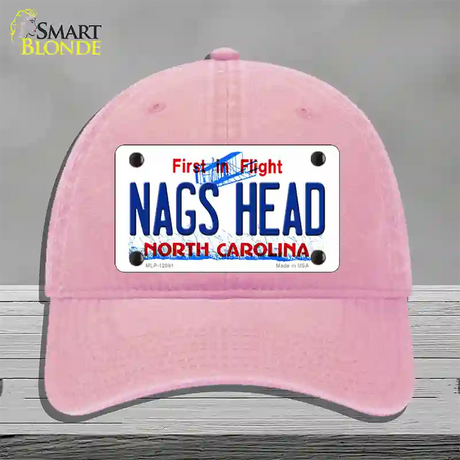 Nags Head North Carolina State Novelty License Plate Hat Unconstructed Cotton / Pink