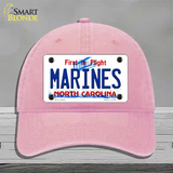 Marines North Carolina State Novelty License Plate Hat Unconstructed Cotton / Pink