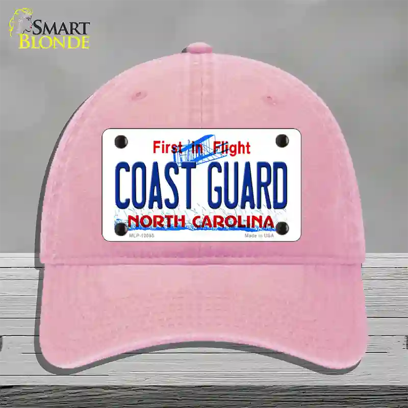 Coast Guard North Carolina State Novelty License Plate Hat Unconstructed Cotton / Pink