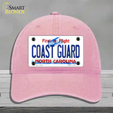 Coast Guard North Carolina State Novelty License Plate Hat Unconstructed Cotton / Pink