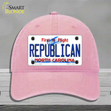 Republican North Carolina State Novelty License Plate Hat Unconstructed Cotton / Pink