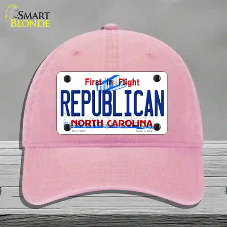 Republican North Carolina State Novelty License Plate Hat Unconstructed Cotton / Pink