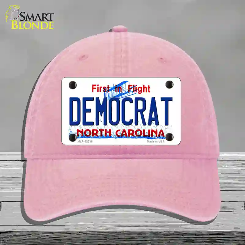 Democrat North Carolina State Novelty License Plate Hat Unconstructed Cotton / Pink