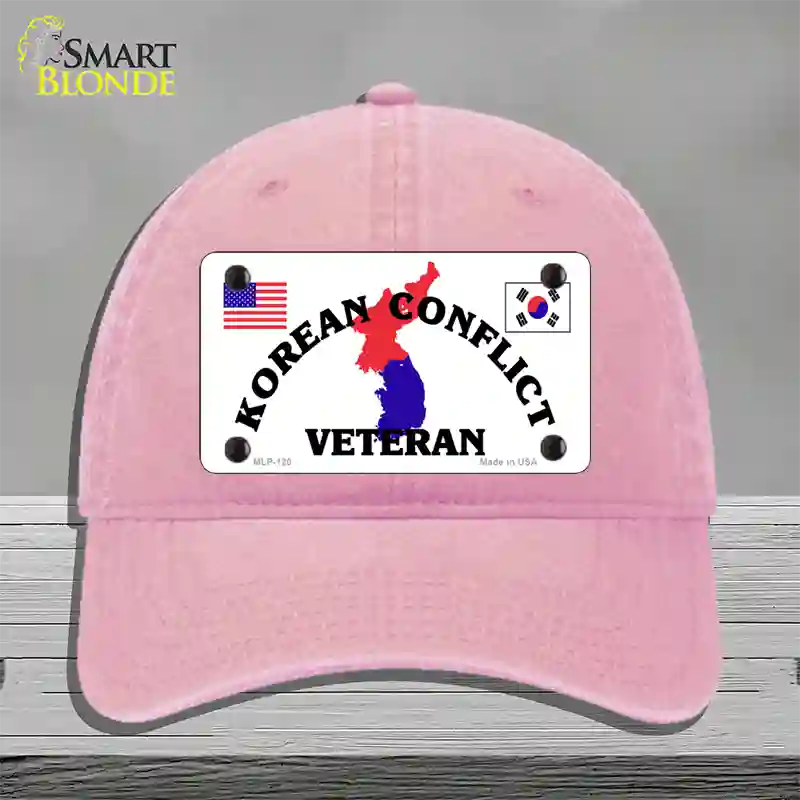 Korean Conflict Veteran Novelty License Plate Hat Unconstructed Cotton / Pink