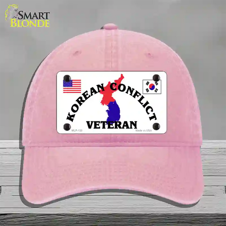 Korean Conflict Veteran Novelty License Plate Hat Unconstructed Cotton / Pink