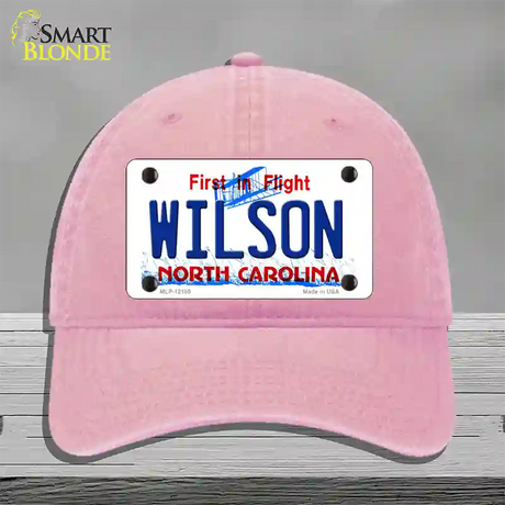 Wilson North Carolina State Novelty License Plate Hat Unconstructed Cotton / Pink