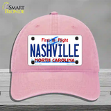 Nashville North Carolina State Novelty License Plate Hat Unconstructed Cotton / Pink