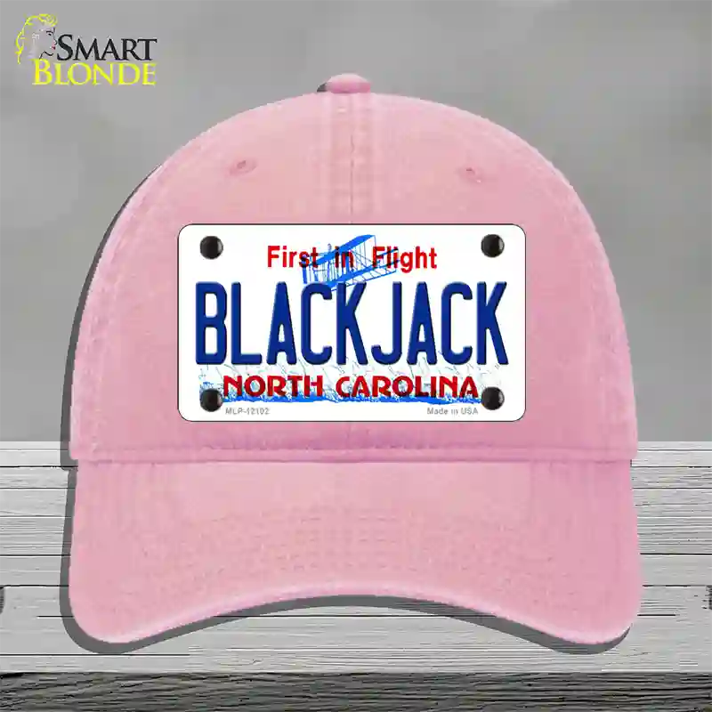 Blackjack North Carolina State Novelty License Plate Hat Unconstructed Cotton / Pink