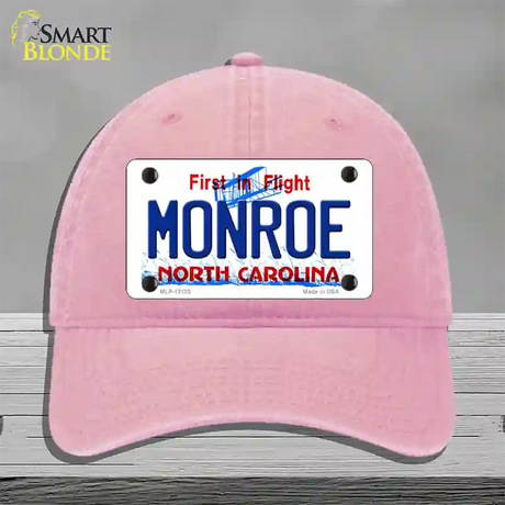 Monroe North Carolina State Novelty License Plate Hat Unconstructed Cotton / Pink