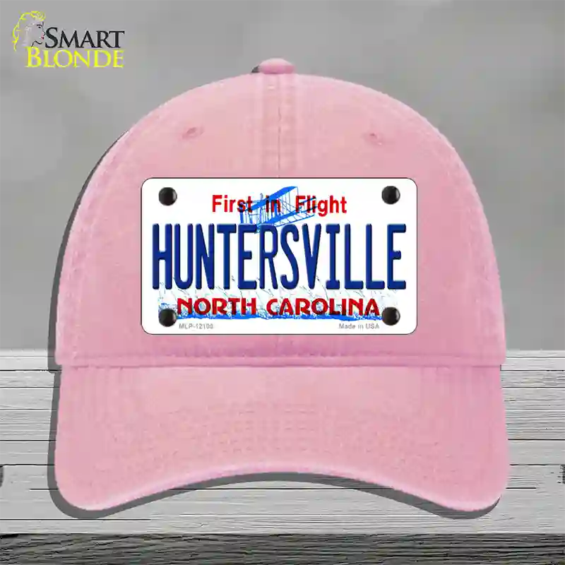 Huntersville North Carolina State Novelty License Plate Hat Unconstructed Cotton / Pink