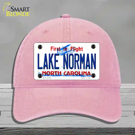 Lake Norman North Carolina State Novelty License Plate Hat Unconstructed Cotton / Pink