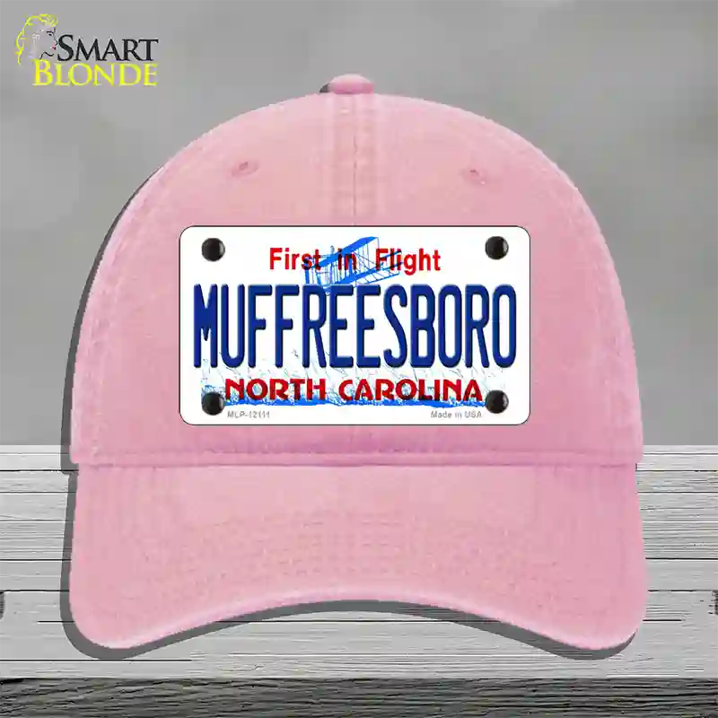 Muffreesboro North Carolina State Novelty License Plate Hat Unconstructed Cotton / Pink