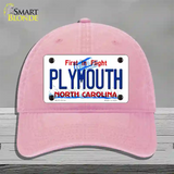 Plymouth North Carolina State Novelty License Plate Hat Unconstructed Cotton / Pink