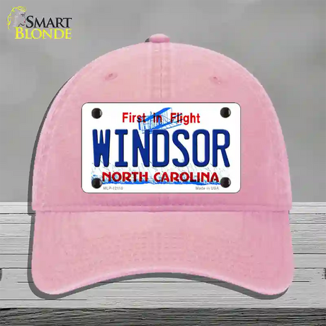 Windsor North Carolina State Novelty License Plate Hat Unconstructed Cotton / Pink