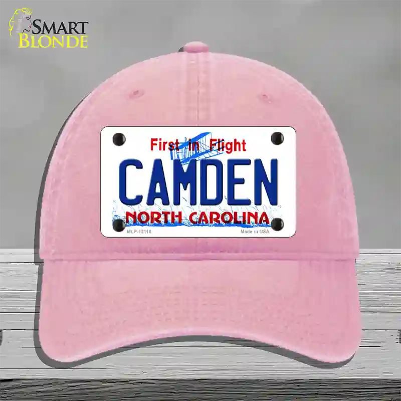 Camden North Carolina State Novelty License Plate Hat Unconstructed Cotton / Pink