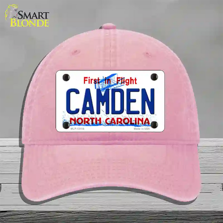 Camden North Carolina State Novelty License Plate Hat Unconstructed Cotton / Pink