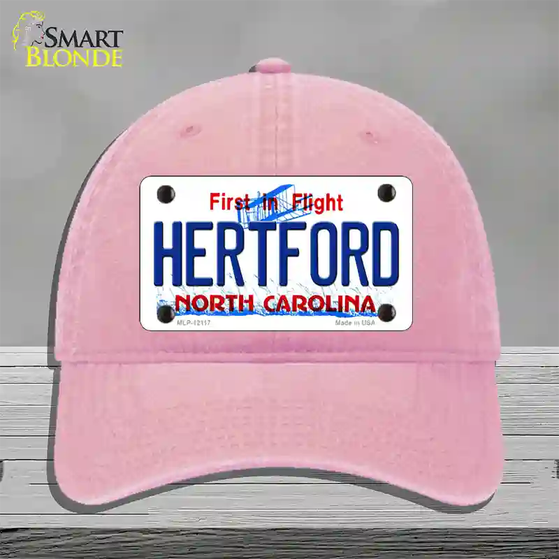 Hertford North Carolina State Novelty License Plate Hat Unconstructed Cotton / Pink