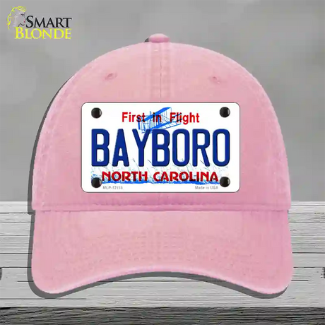 Bayboro North Carolina State Novelty License Plate Hat Unconstructed Cotton / Pink