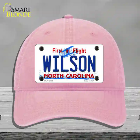 Wilson North Carolina Flight Novelty License Plate Hat Unconstructed Cotton / Pink