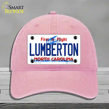 Lumberton North Carolina State Novelty License Plate Hat Unconstructed Cotton / Pink