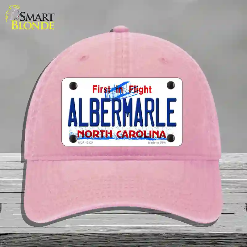 Albermarle North Carolina State Novelty License Plate Hat Unconstructed Cotton / Pink