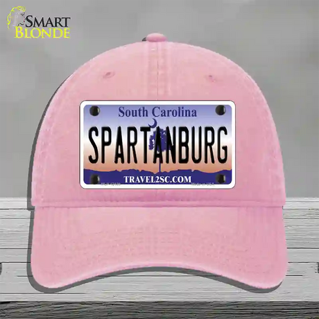 Spartanburg South Carolina State Novelty License Plate Hat Unconstructed Cotton / Pink