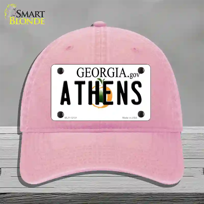 Athens Georgia State Novelty License Plate Hat Unconstructed Cotton / Pink