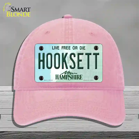 Hooksett New Hampshire Novelty License Plate Hat Unconstructed Cotton / Pink