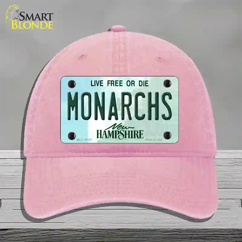 Monarchs New Hampshire Novelty License Plate Hat Unconstructed Cotton / Pink