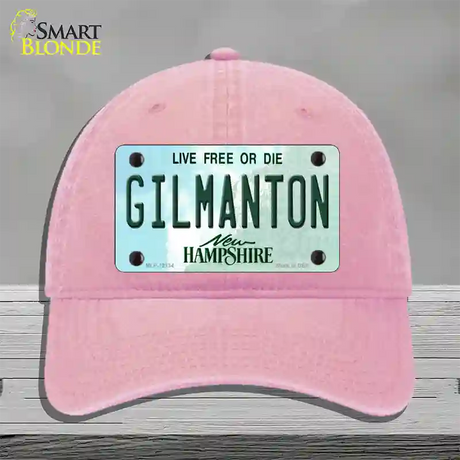 Gilmanton New Hampshire Novelty License Plate Hat Unconstructed Cotton / Pink