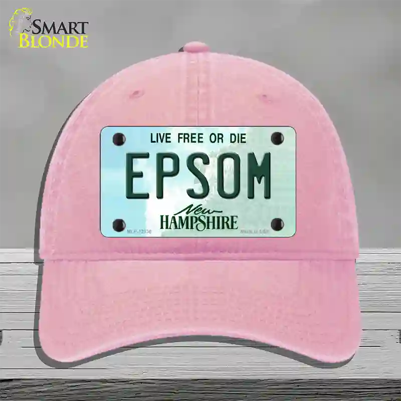 Epsom New Hampshire Novelty License Plate Hat Unconstructed Cotton / Pink